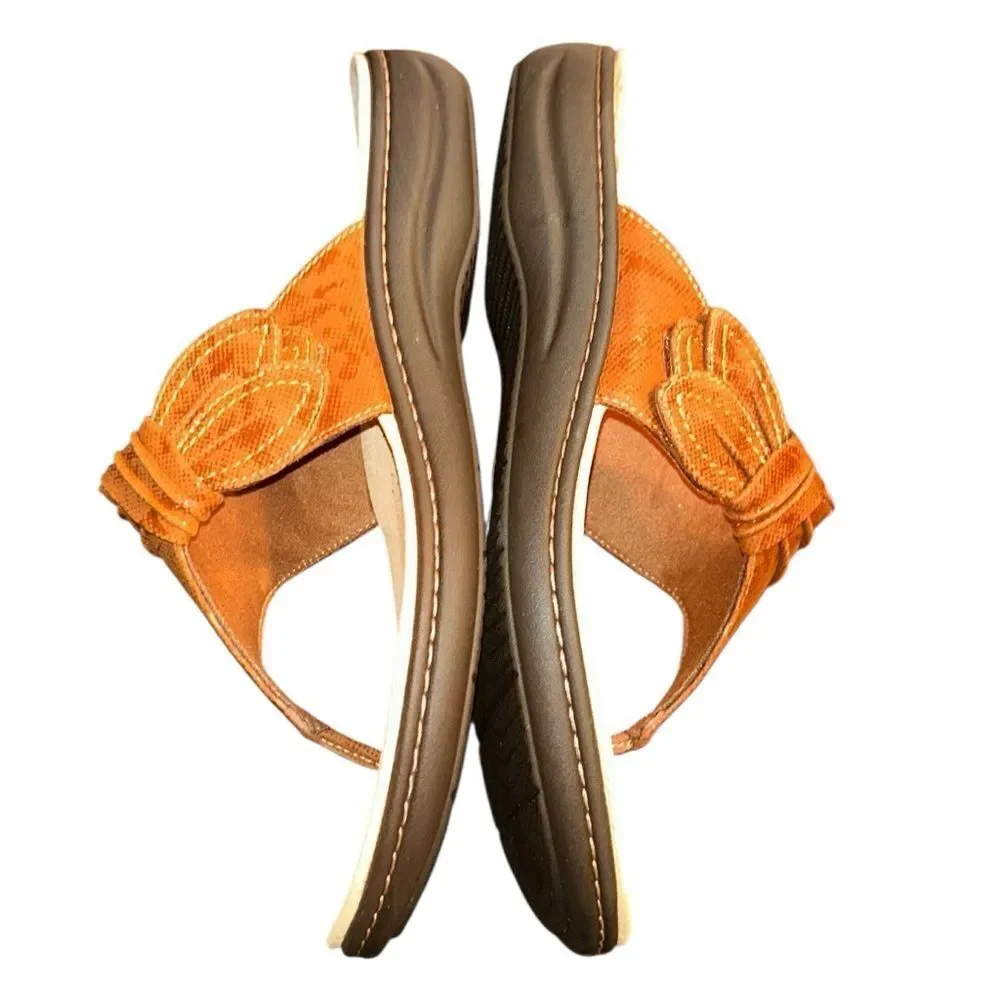 Clarks Brown Leather Slip on Sandals(Size 12)